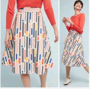 Anthropologie Hutch Willem Skirt A-Line Full Patchwork Retro 50s Midi Sz 0